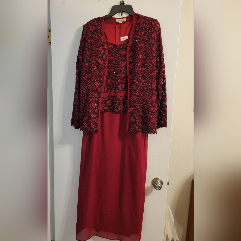 Elegant Red Midi Dress with Jacket
